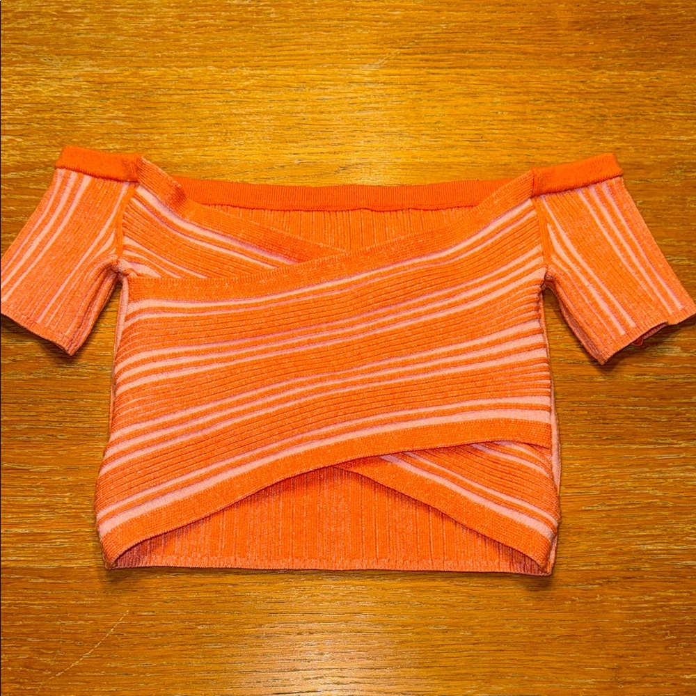 Aerie Orange Striped Crop Top